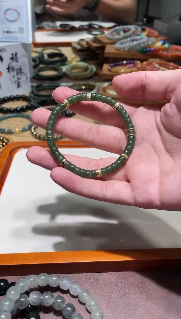 未镶嵌手串和田玉6mm和田玉碧玉手串设计款