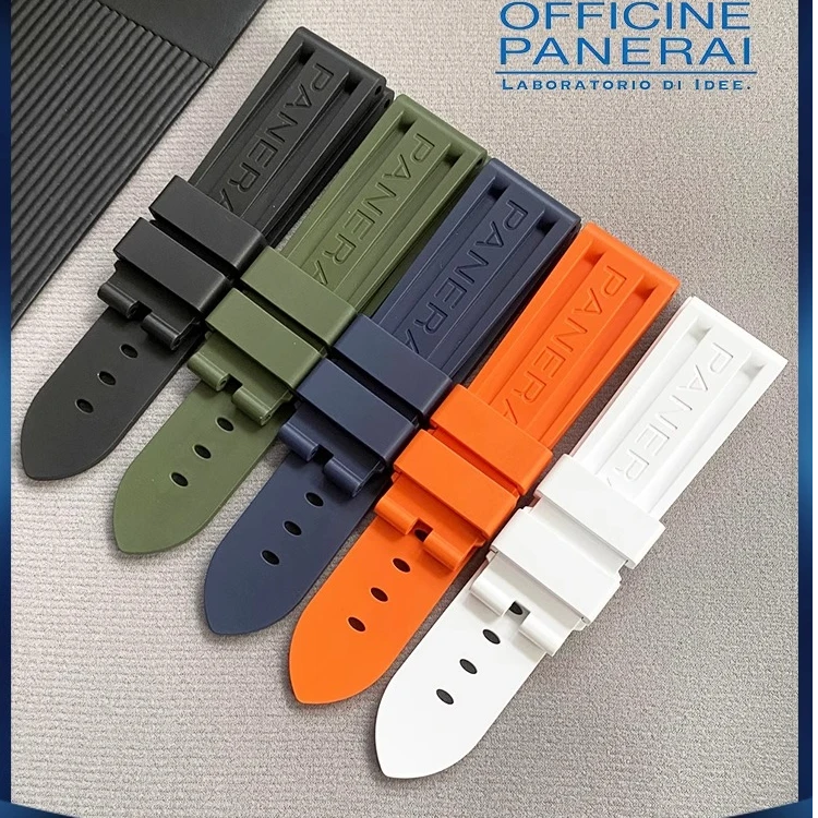 适配沛纳海氟橡胶表带沛纳海橡胶表带22mm男