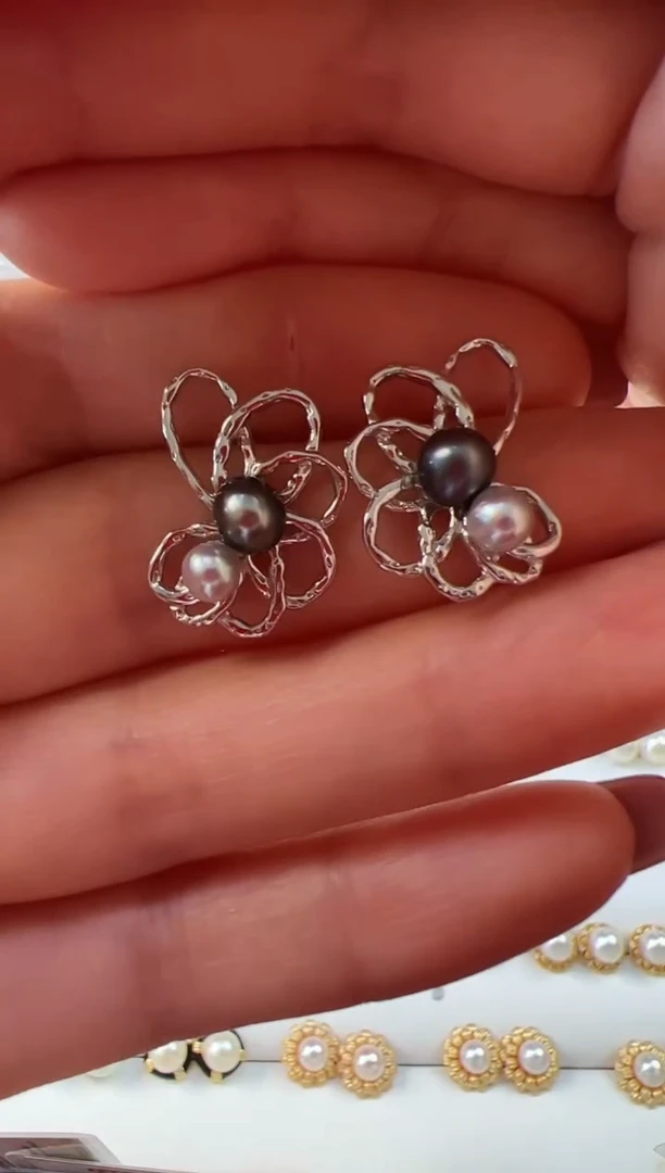 银S925镶嵌耳饰海水珍珠珍珠