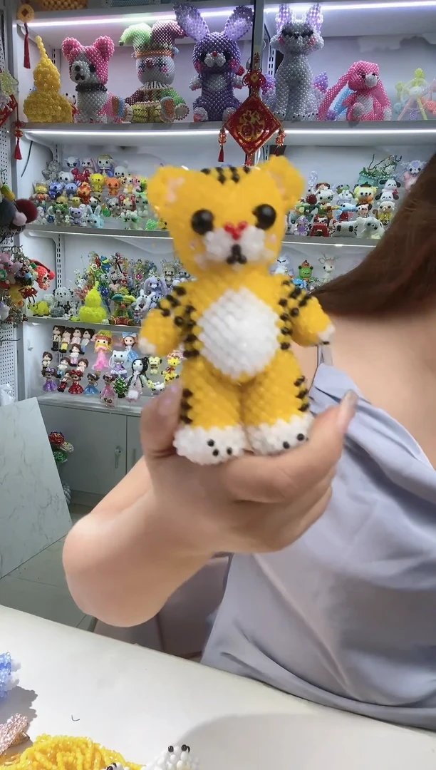 玻璃2219卡4水晶老虎站姿摆件材料包1套蜜蜡黄玉