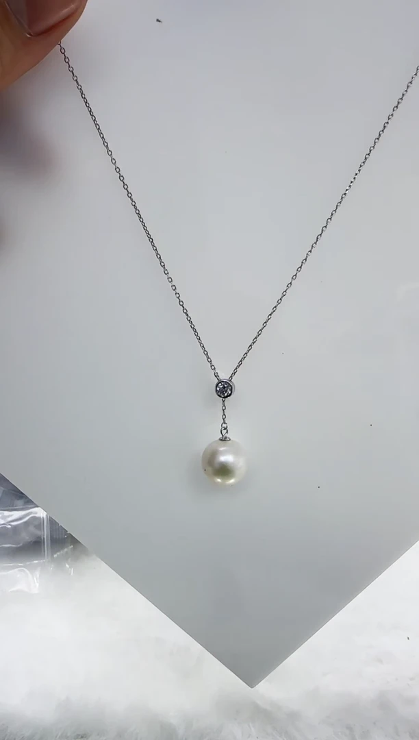 【闪购商品】淡水珍珠DA银S925镶嵌b370 白珠套链12