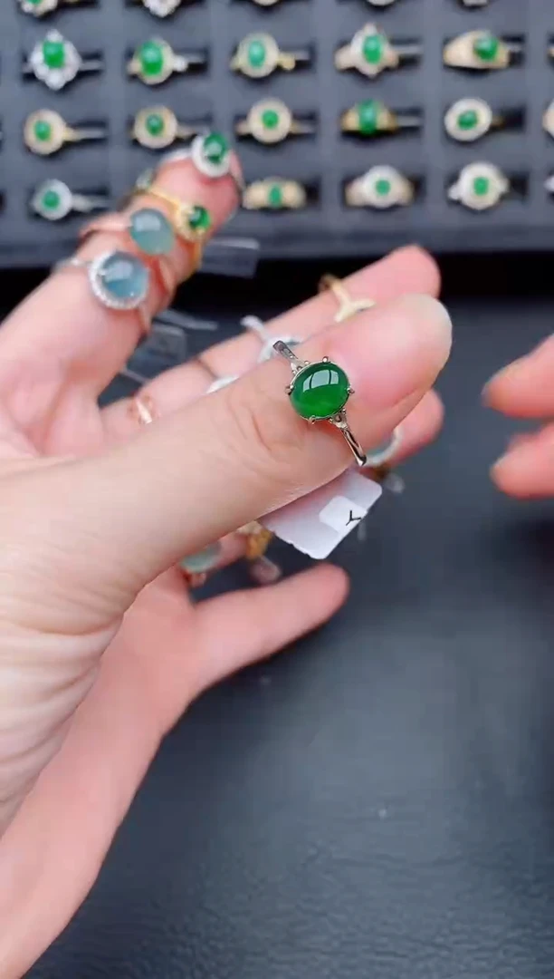 银S925镶嵌戒指翡翠天然a货翡翠10