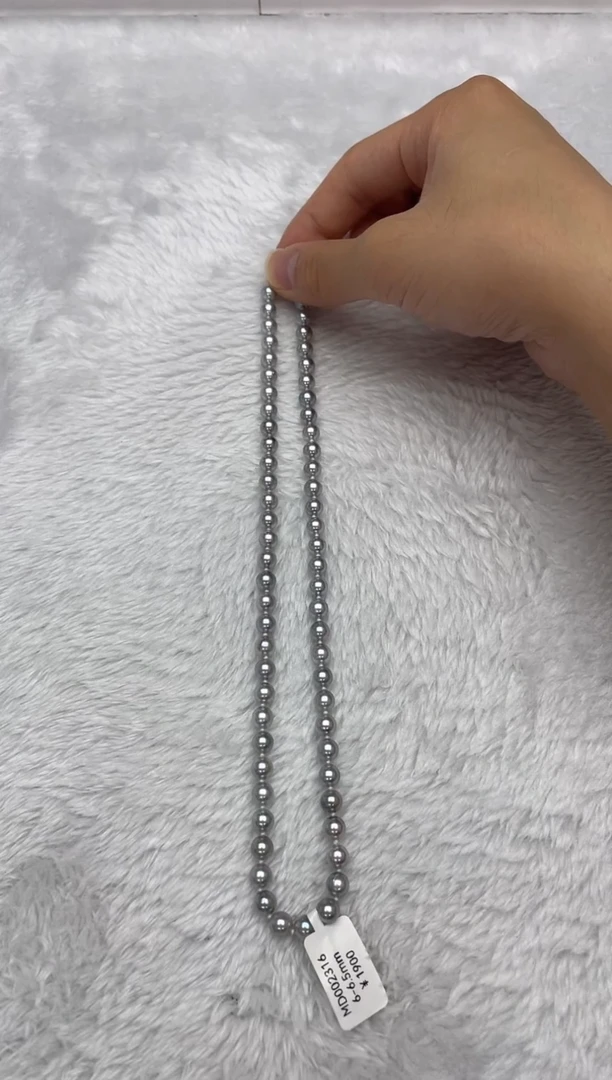 项链银S925镶嵌海水珍珠AK真多麻6-6.5mm