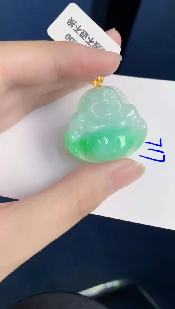 颈饰18K金镶嵌翡翠天然翡翠缅甸A货