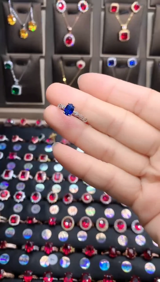 【闪购商品】蓝宝石戒指银S925镶嵌银色5.7