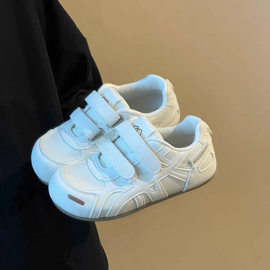 加绒冬季魔术贴小白鞋女款2025新款秋冬百搭ins德训鞋软底休闲鞋