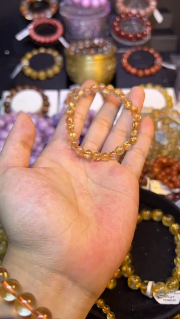 未镶嵌手串水晶金发晶6mm+