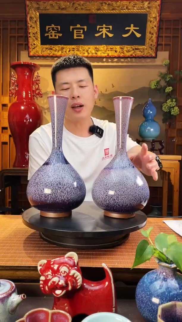 摆件大宋官窑【2#鹅颈瓶一对】好事成双