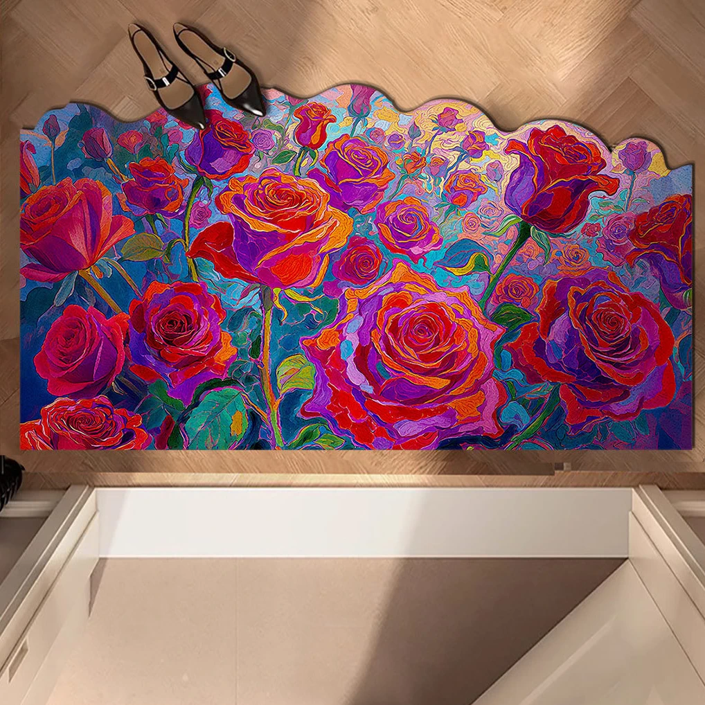 诱惑迷人勇敢深邃--黑美人玫瑰硅藻泥地垫