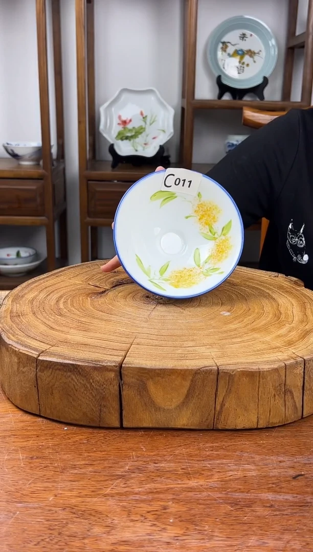 瓷片景德镇手绘釉中彩（食品级）斗笠碗011