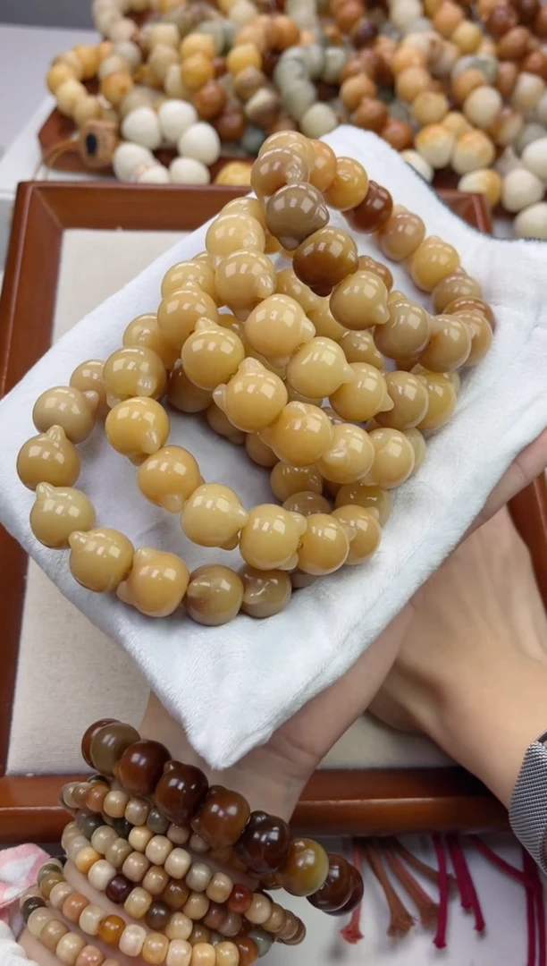 手串菩提根/象牙果r100玉化猫头15*16瑕疵不补随机