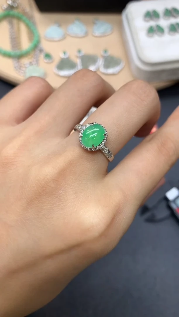 翡翠戒指银S925镶嵌蛋面【无服务费】