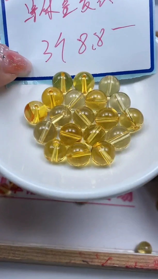 水晶珠宝半成品未镶嵌M809 金发晶10mm3个8.8元