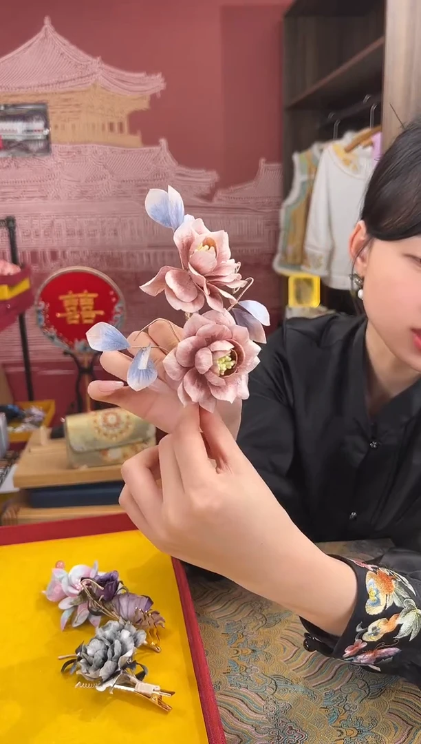 【闪购商品】刺绣非遗绒花（发饰）