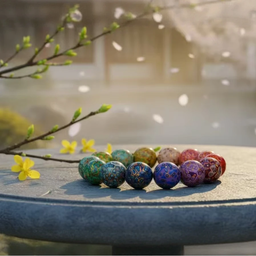 （福利款）非遗大漆彩虹渐变多宝大漆珠手串