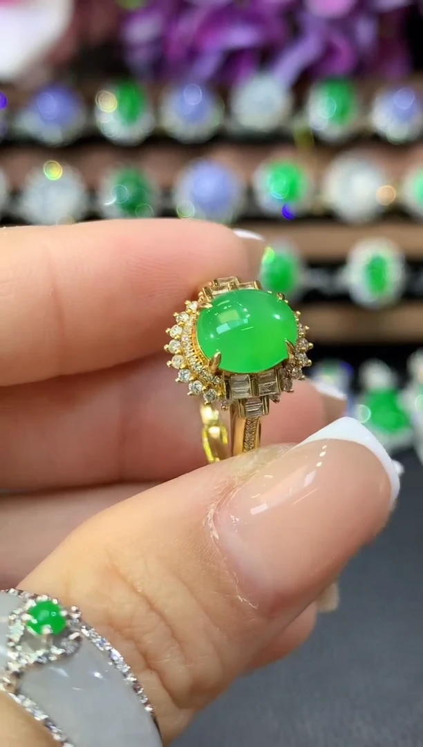 18K金镶嵌戒指翡翠A48