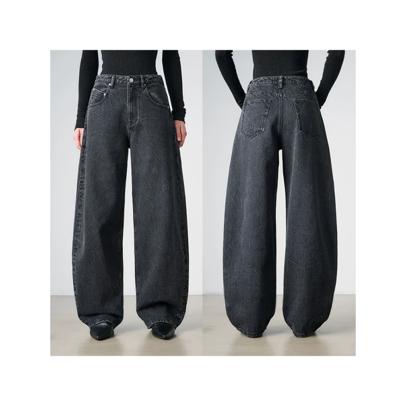 Ayuko｜佰年美国cone康龙牛仔摩登肌理手工扎花百搭弯刀牛仔裤6457