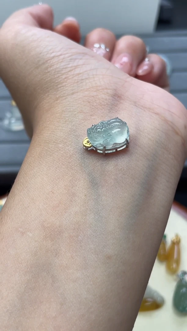 颈饰银S925镶嵌翡翠(43号链接)纯天然A货缅甸翡翠貔貅潘拉拉