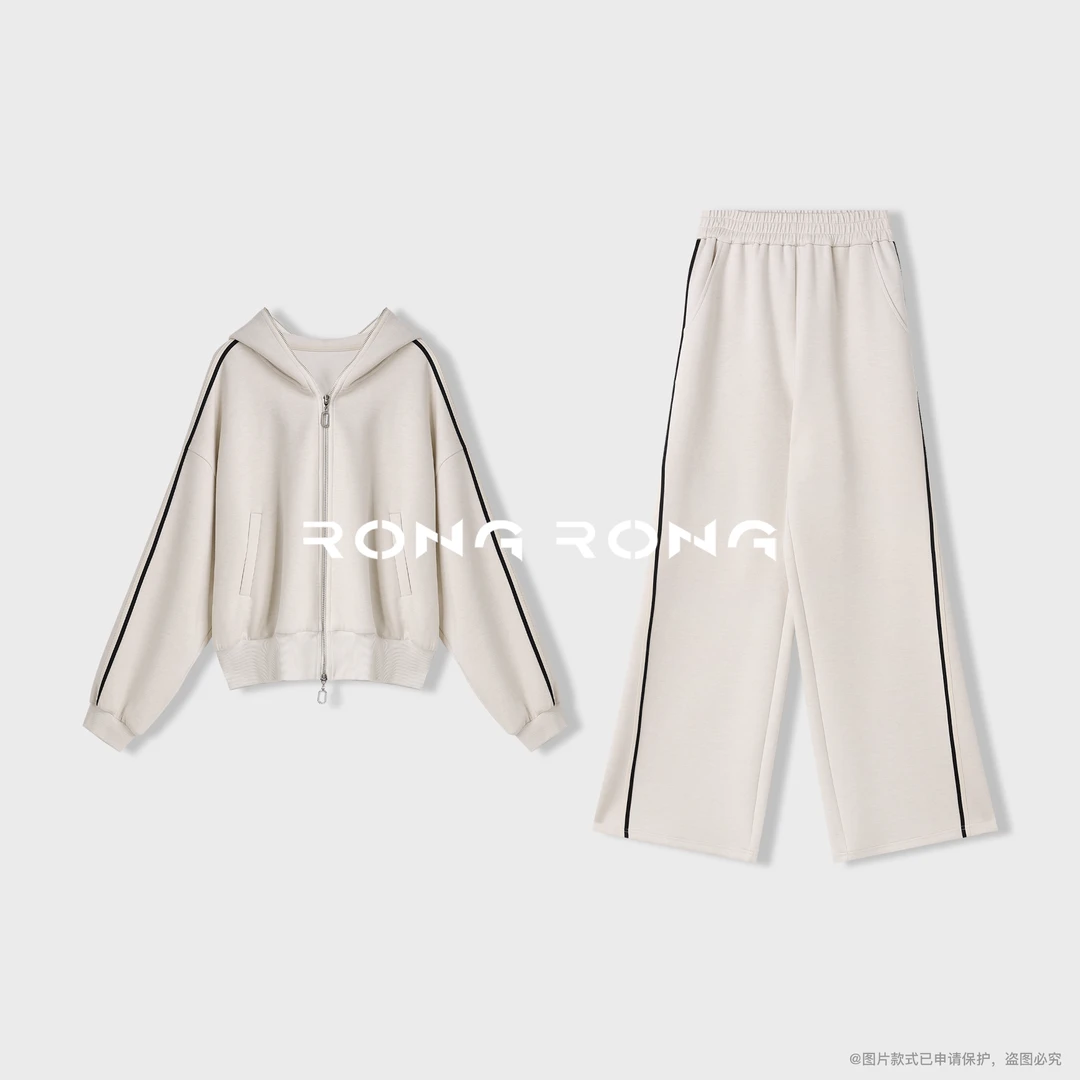 溶溶【甜梦少女】RONG 醋酸莱赛尔绵羊毛运动风卫衣裤子套装W-Z0427