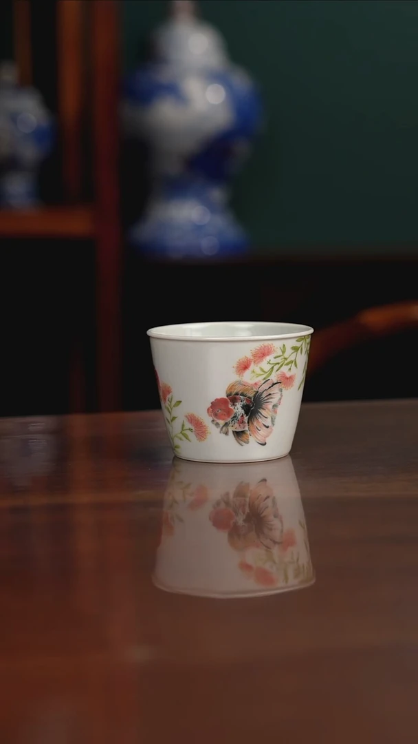 黄*雪景琳藏釉下五彩金鱼