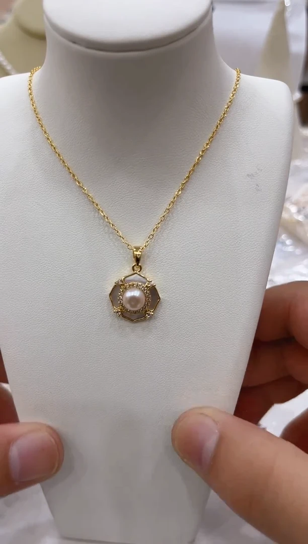 淡水珍珠银S925镶嵌颈饰XL3005