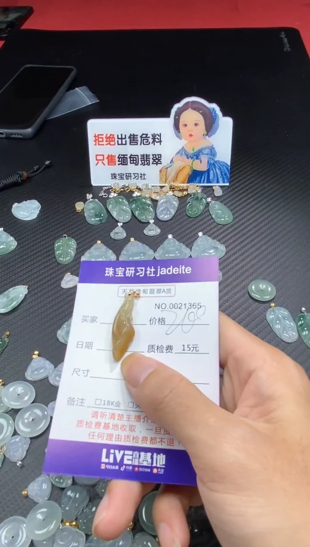 翡翠18K金镶嵌颈饰11111