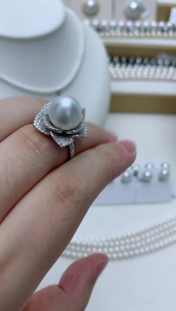 海水珍珠戒指银S925镶嵌q15