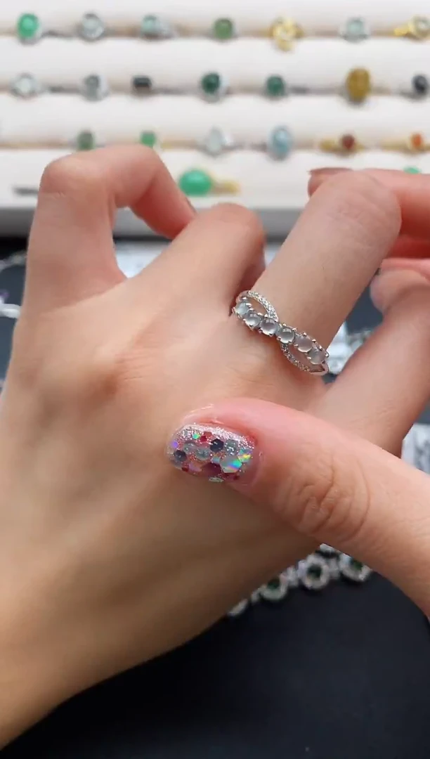 银S925镶嵌戒指翡翠666666+3