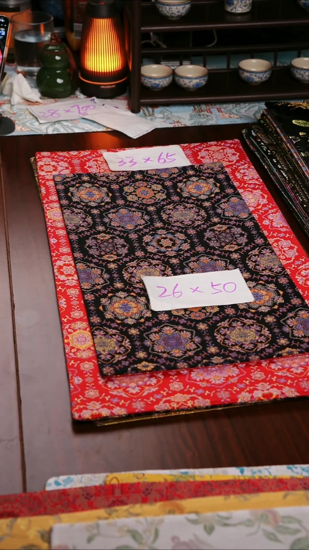 【天青宝相花紫红双面】中国风干泡织锦茶席26*50