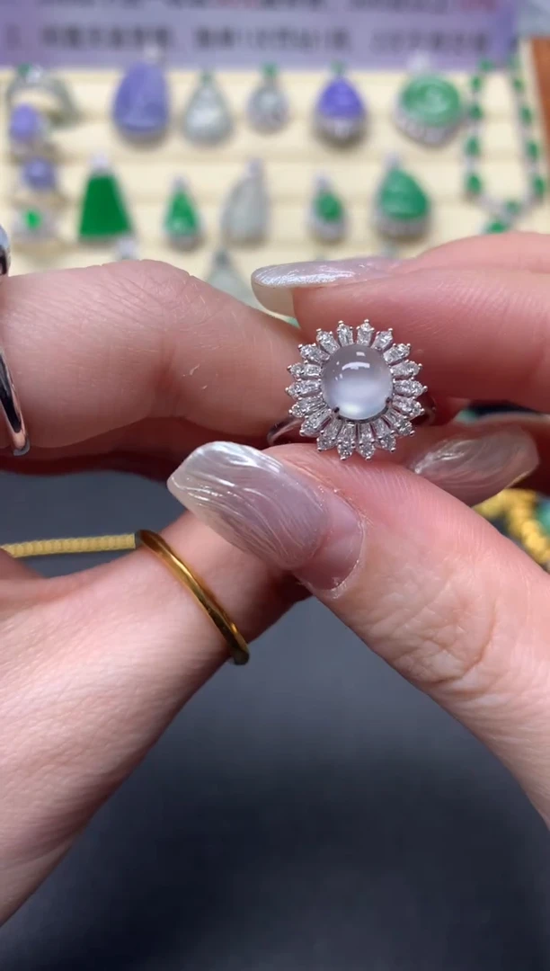 【闪购商品】翡翠戒指18K金镶嵌戒指|6980+698