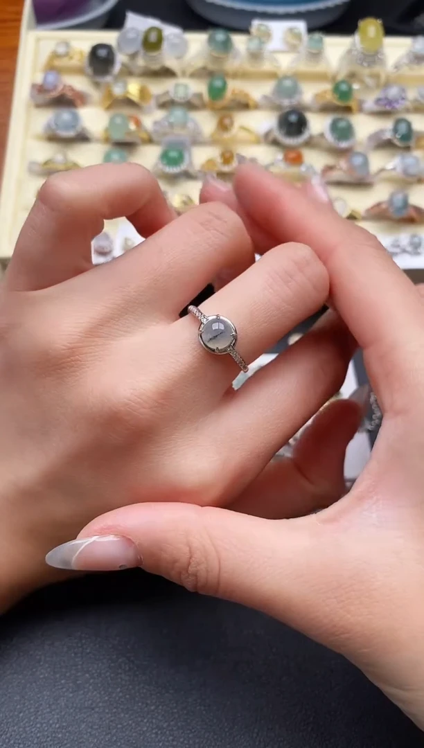 【闪购商品】翡翠戒指银S925镶嵌33333333+3