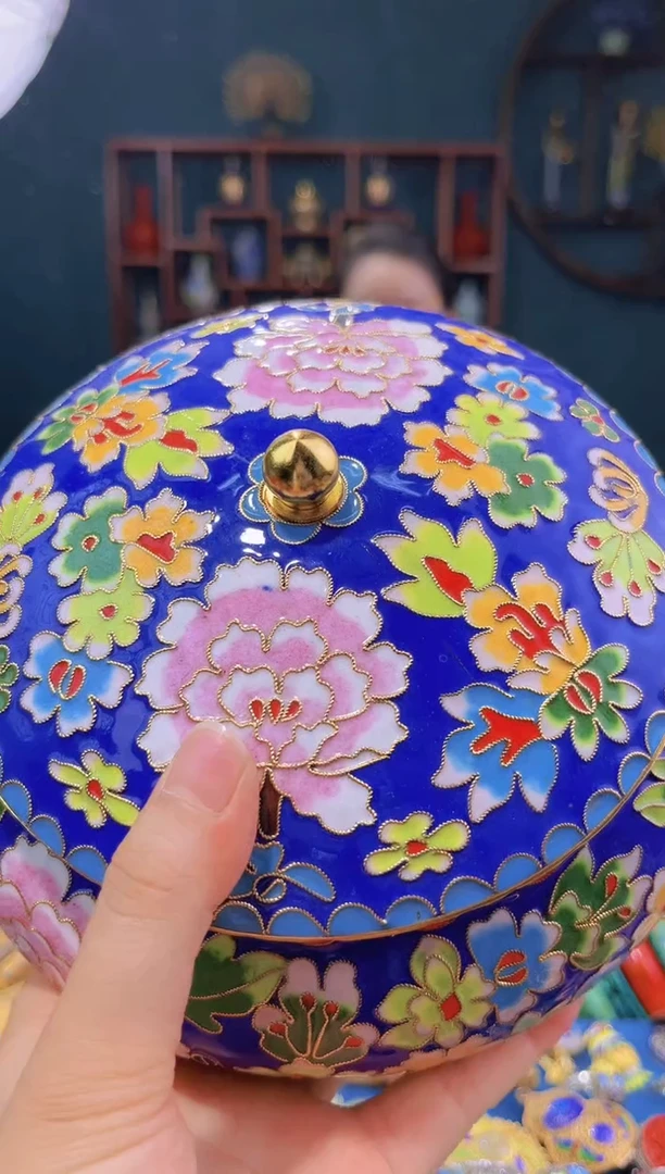 非遗技艺 景泰蓝大号花丝捧盒 宝蓝