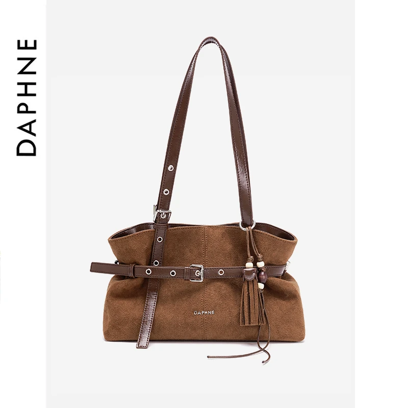 Daphne/达芙妮时尚单肩通勤百搭轻奢复古秋冬氛围感托特包DA25078