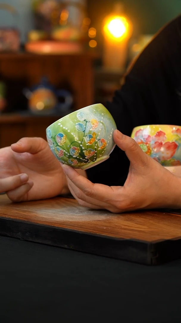 杯手绘心瓷陶瓷浮力