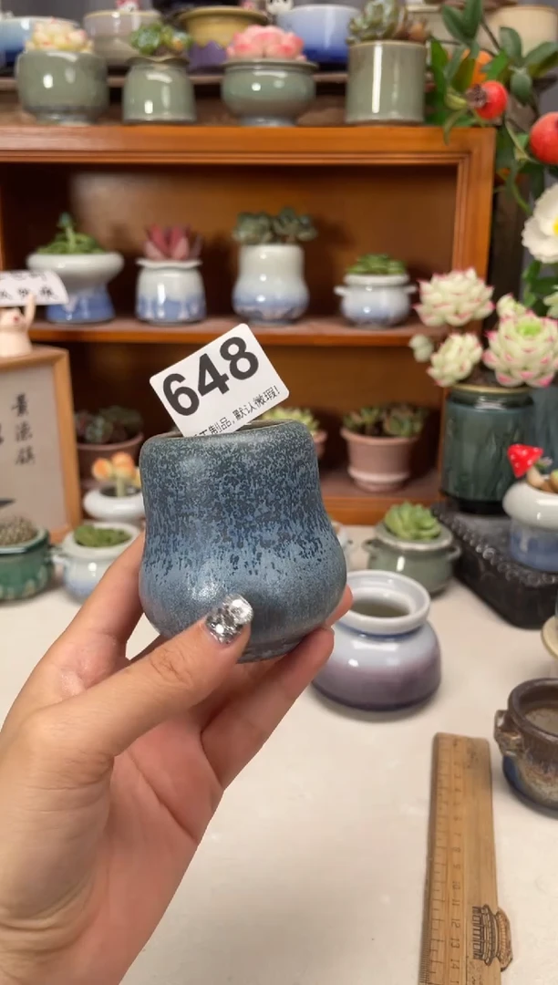 瓷片648知木花盆小芳