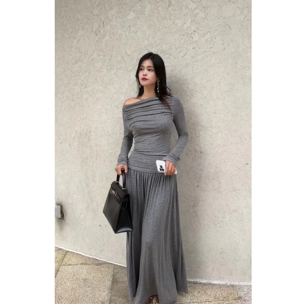 【两件套裙】新款秋上新高智淡人轻奢针织长袖显瘦时尚套装女士优雅