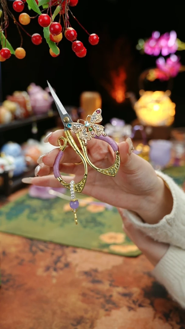 【闪购商品】紫色手工茶袋小剪刀