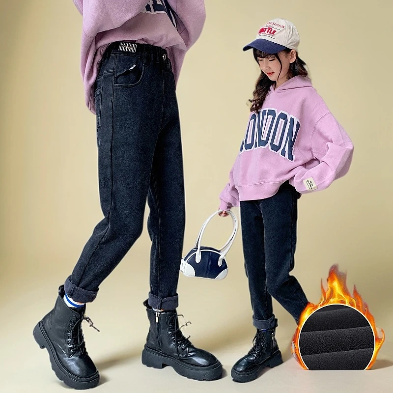 裤子秋冬紧身裤2024冬新款中大儿童加绒加厚修身小脚裤打底裤