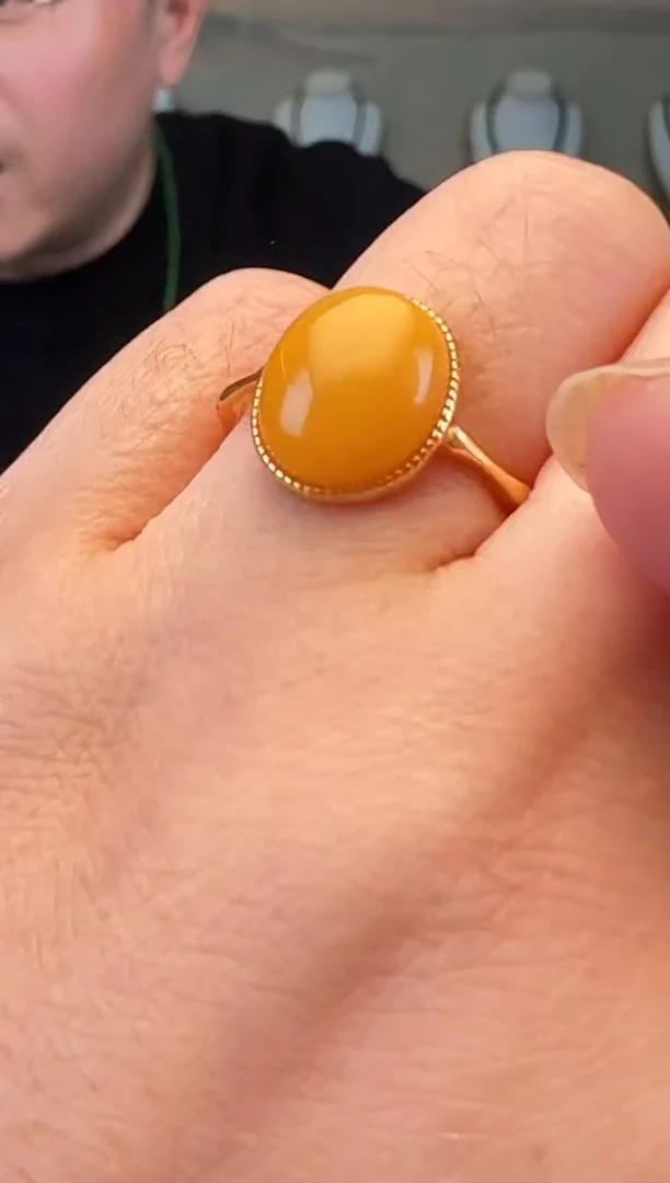 未镶嵌蜜蜡戒指椭圆蛋面