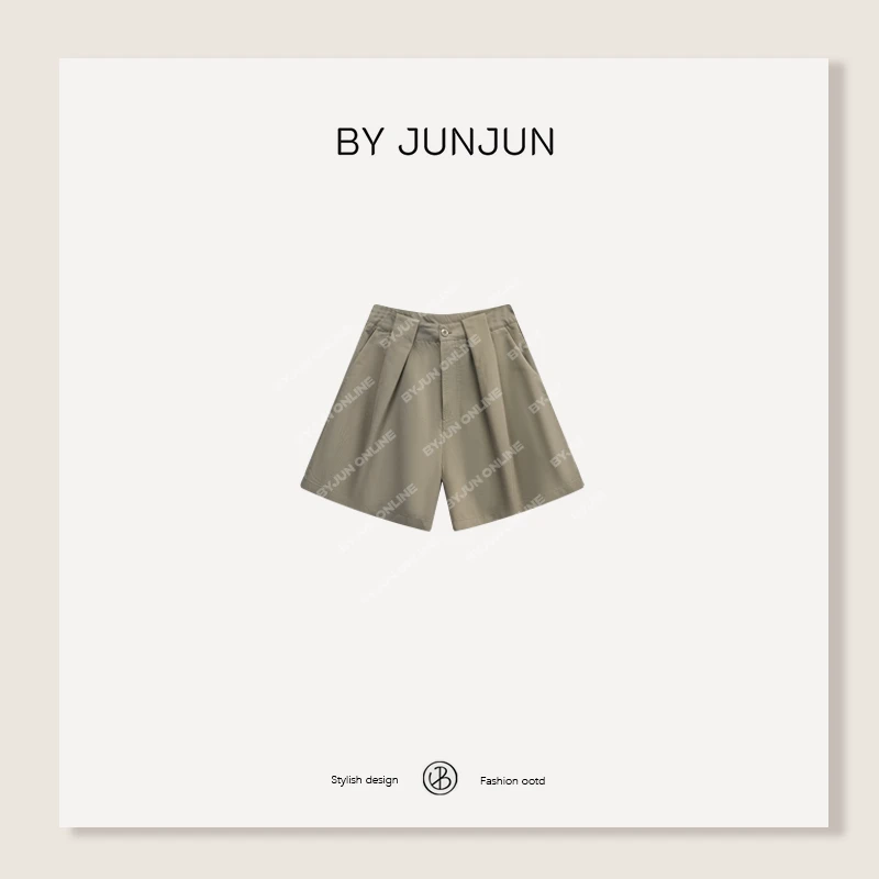 ByJunjun【废土】可卷边两穿短裤百搭休闲三分裤C25K54016