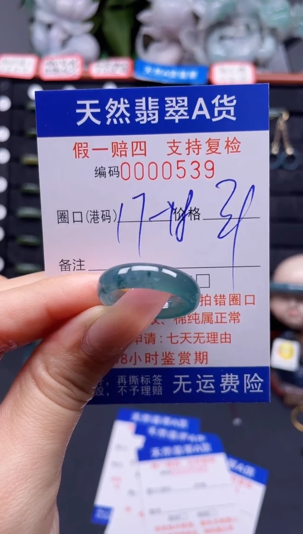翡翠戒指未镶嵌17-18*0539