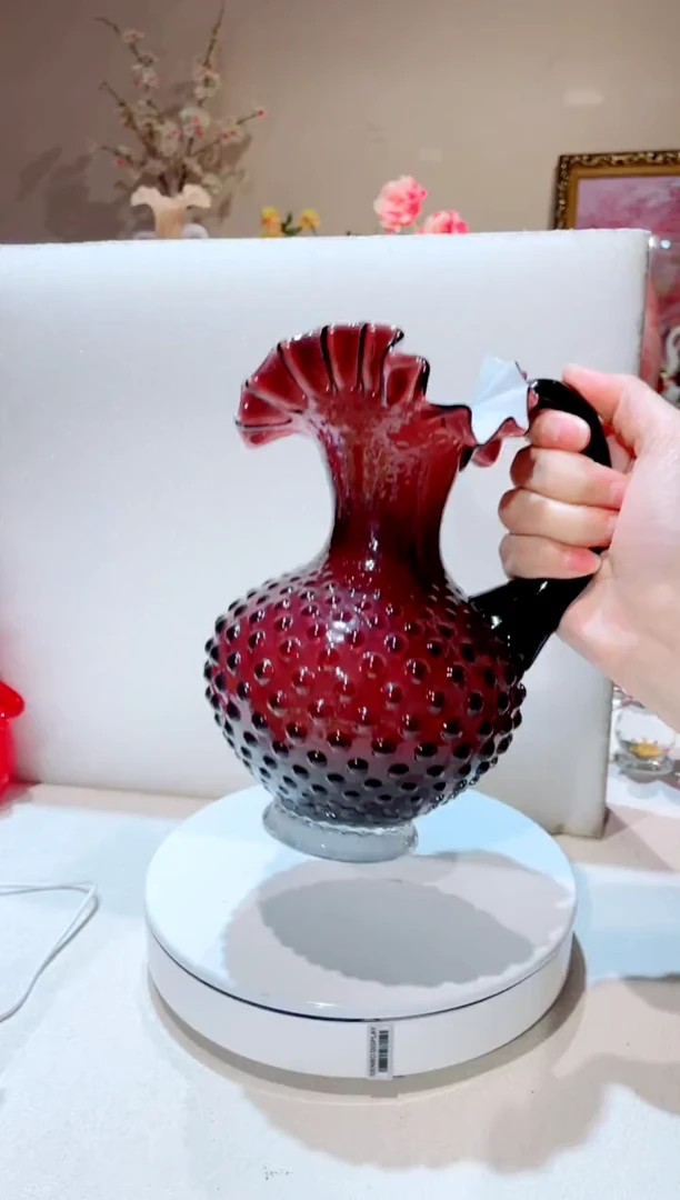 【闪购商品】琉璃手工艺品紫金把手花瓶 微瑕