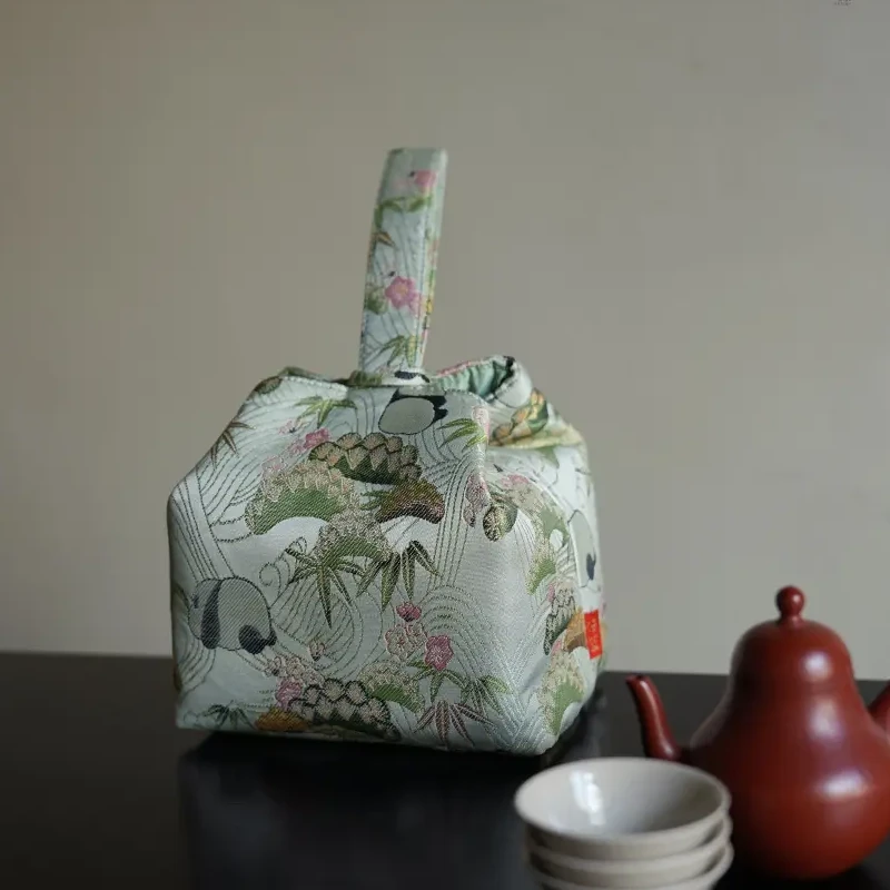 阿茶 <熊有成竹>织锦壶包 茶道配件（慢蓝S1178）
