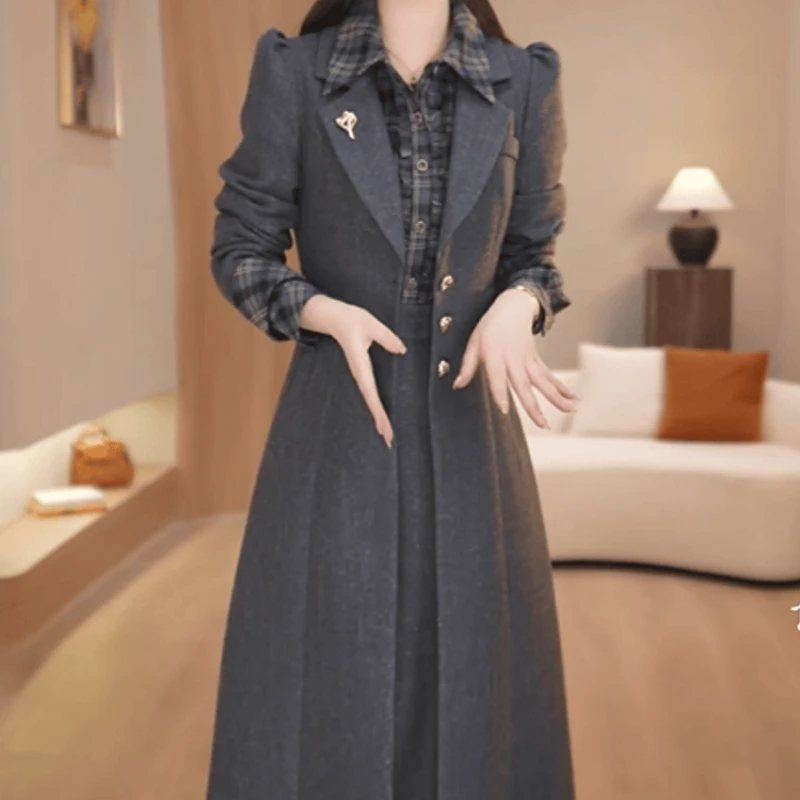 B098【风衣外套+连衣裙】2025秋季新款高端轻奢优雅连衣裙两件套