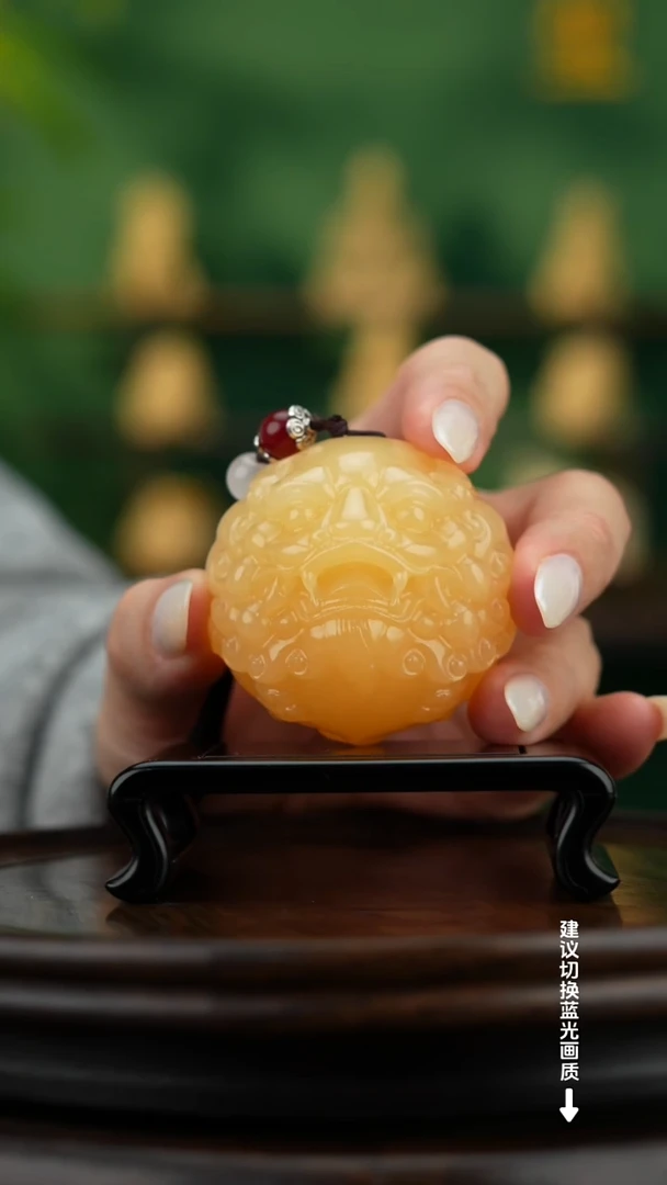 玉【醒狮貔貅】天然玉石手把件