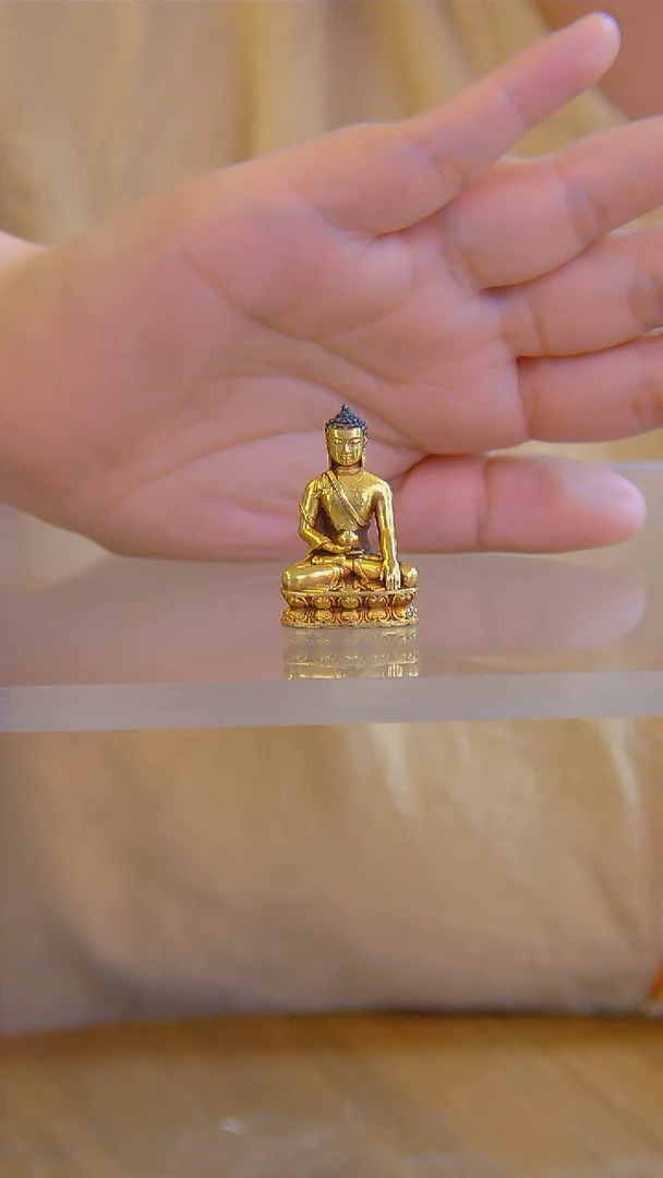 紫铜鎏金3公分释迦-W