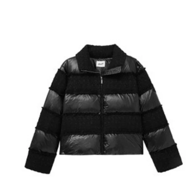 dzzit地素粗花呢拼接羽绒服冬小香风翻领短外套女3I1K204