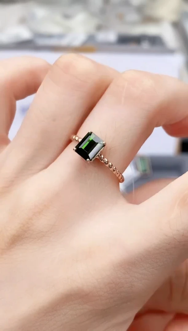 碧玺戒指18K金镶嵌高货14#