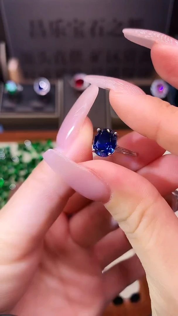 戒指蓝宝石银S925镶嵌..........
