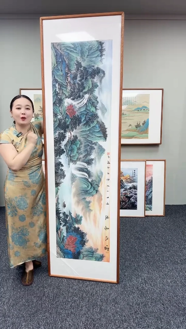 国画富水长流210*60手写手绘